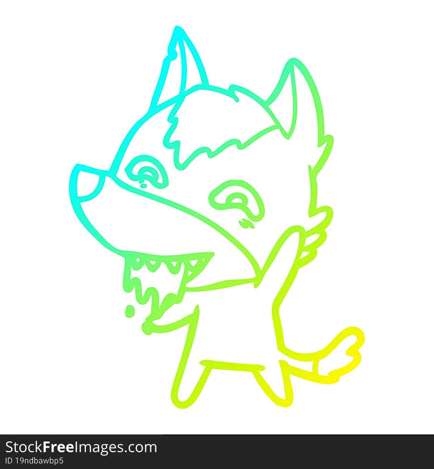 cold gradient line drawing cartoon hungry wolf