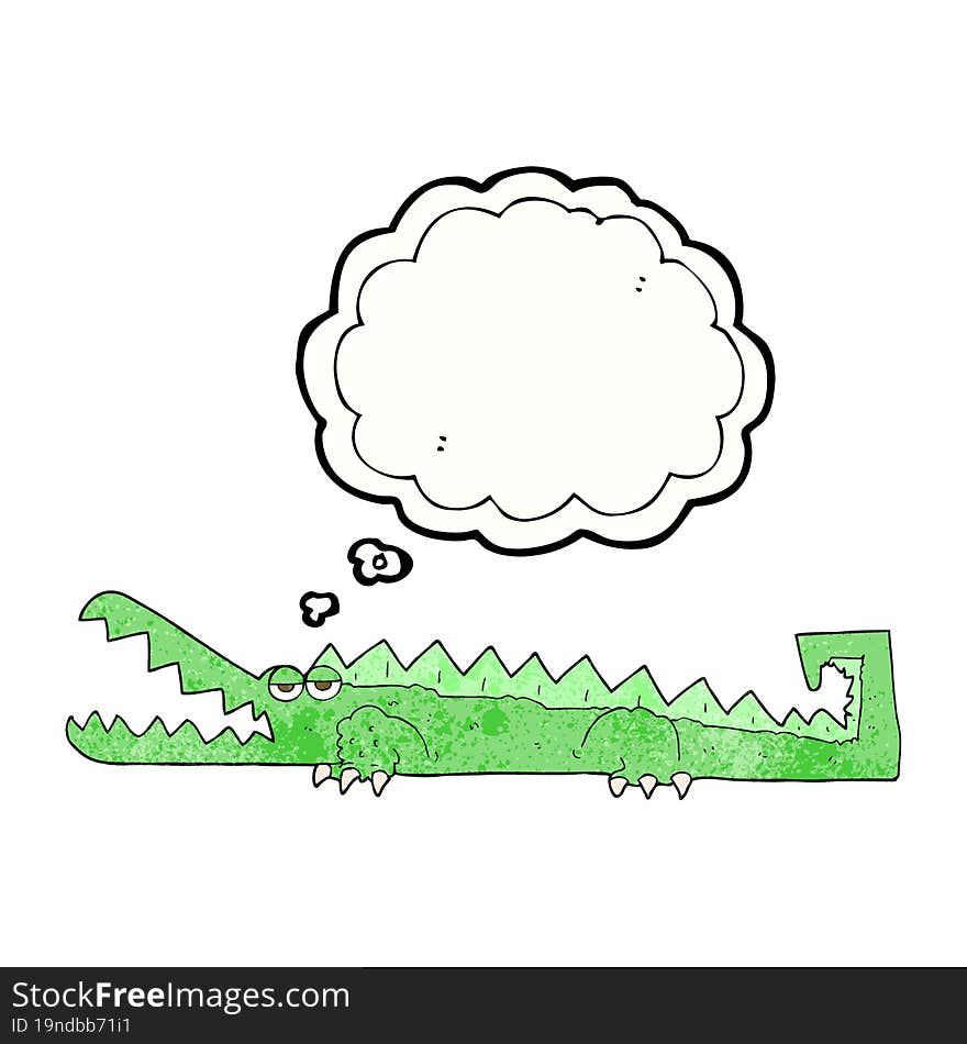 thought bubble textured cartoon crocodile