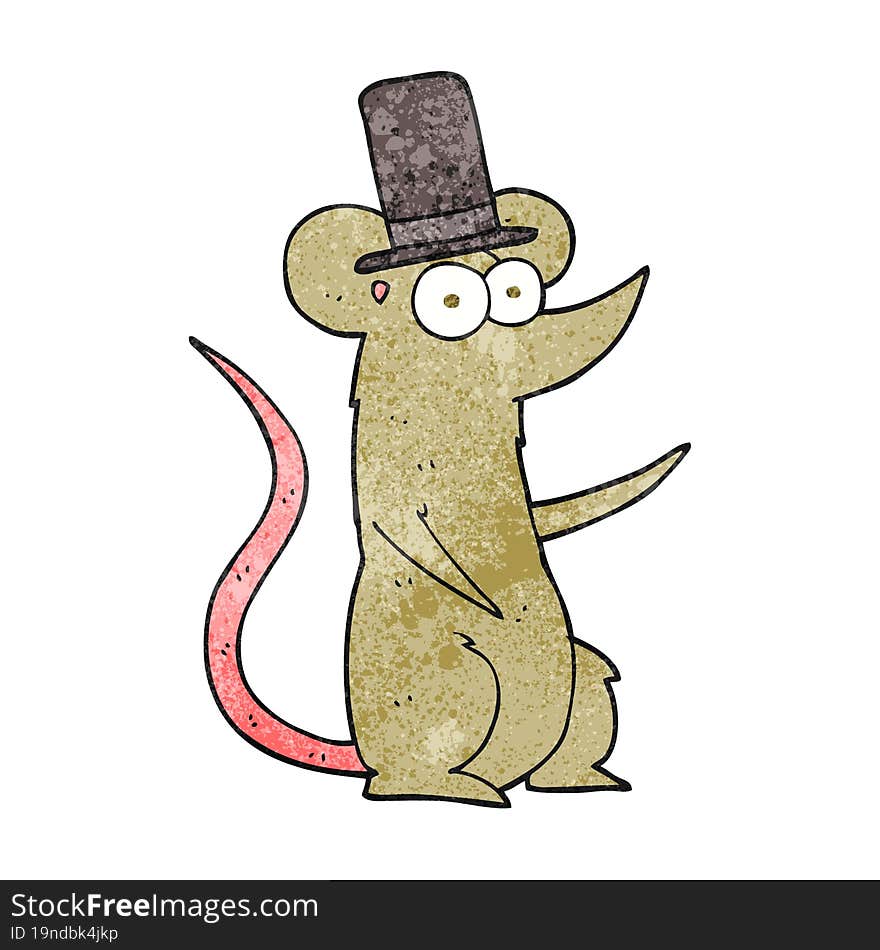 freehand textured cartoon mouse wearing top hat