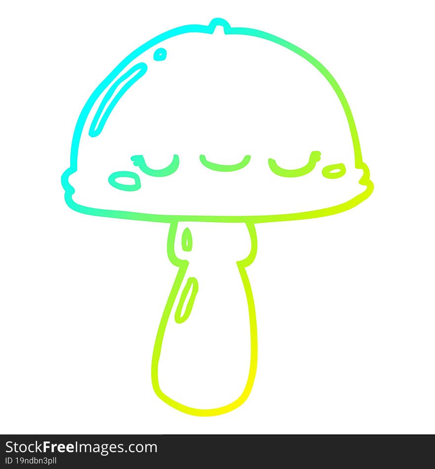 cold gradient line drawing of a cartoon mushroom