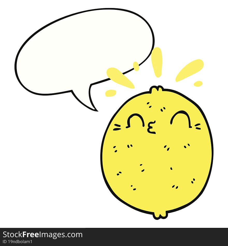 cute cartoon lemon and speech bubble