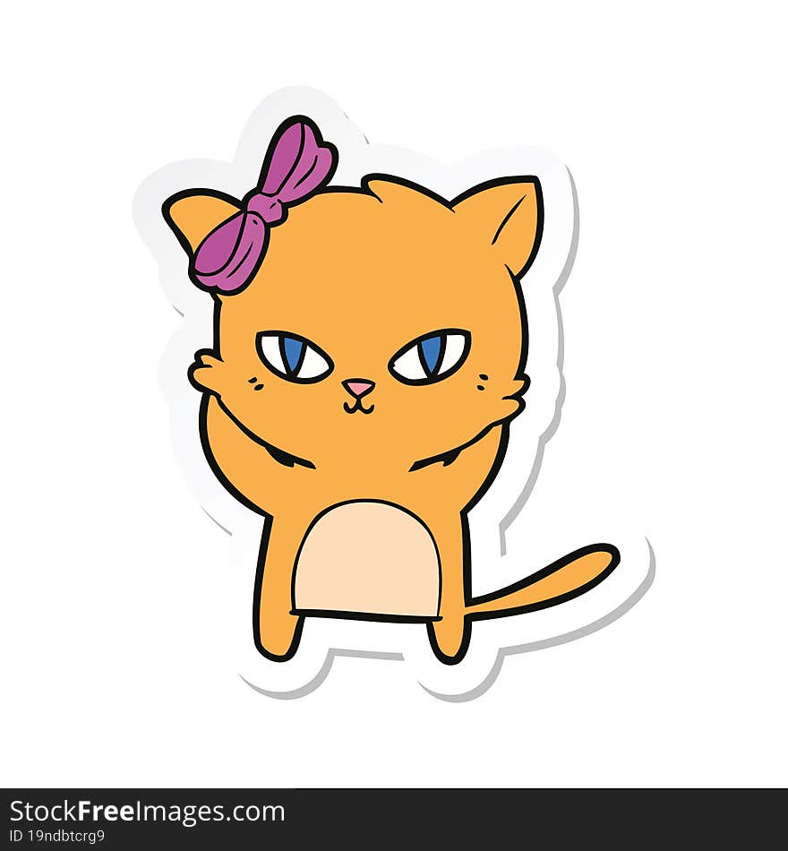 sticker of a cute cartoon cat