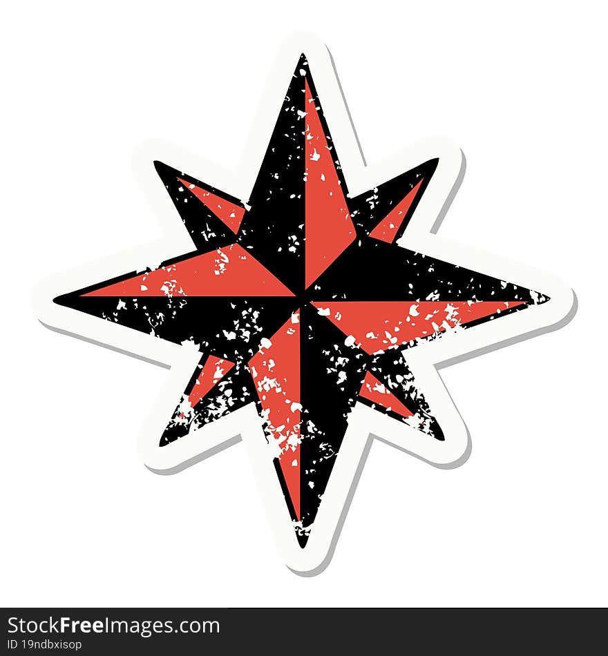 traditional distressed sticker tattoo of a star