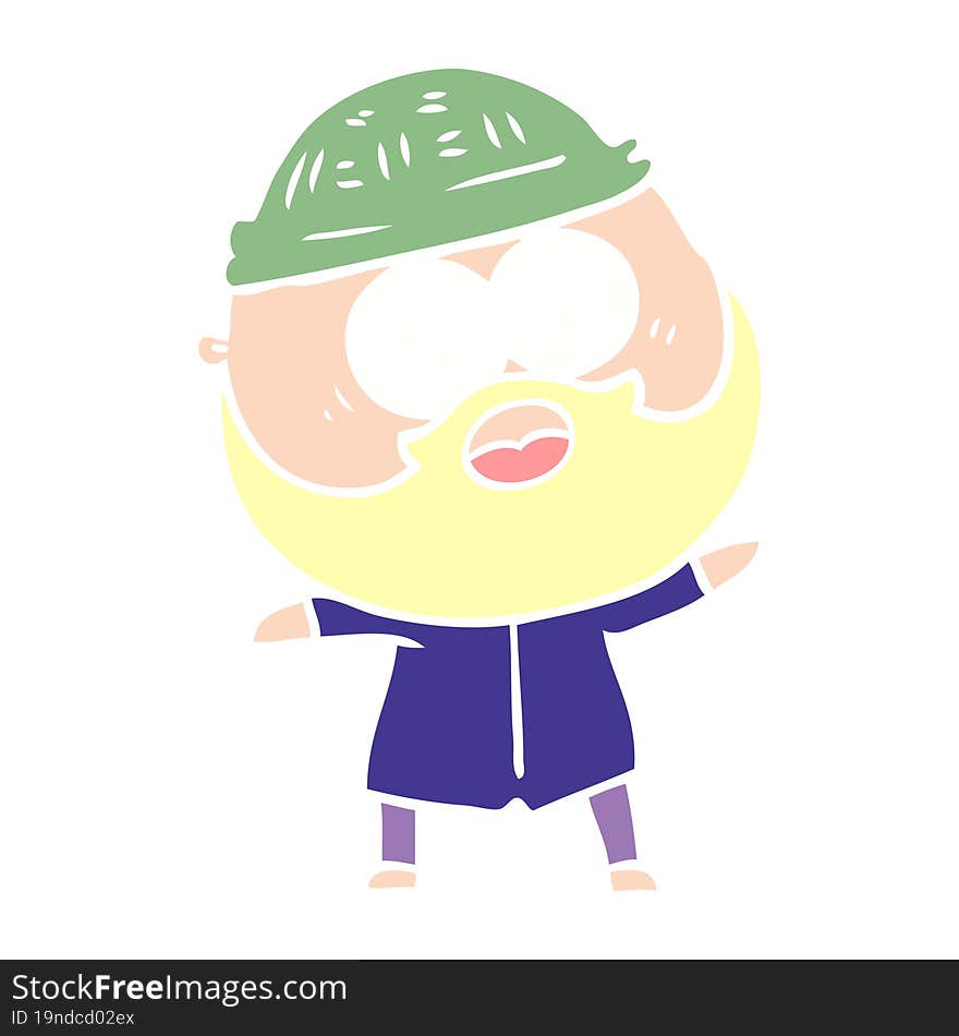 flat color style cartoon surprised bearded man