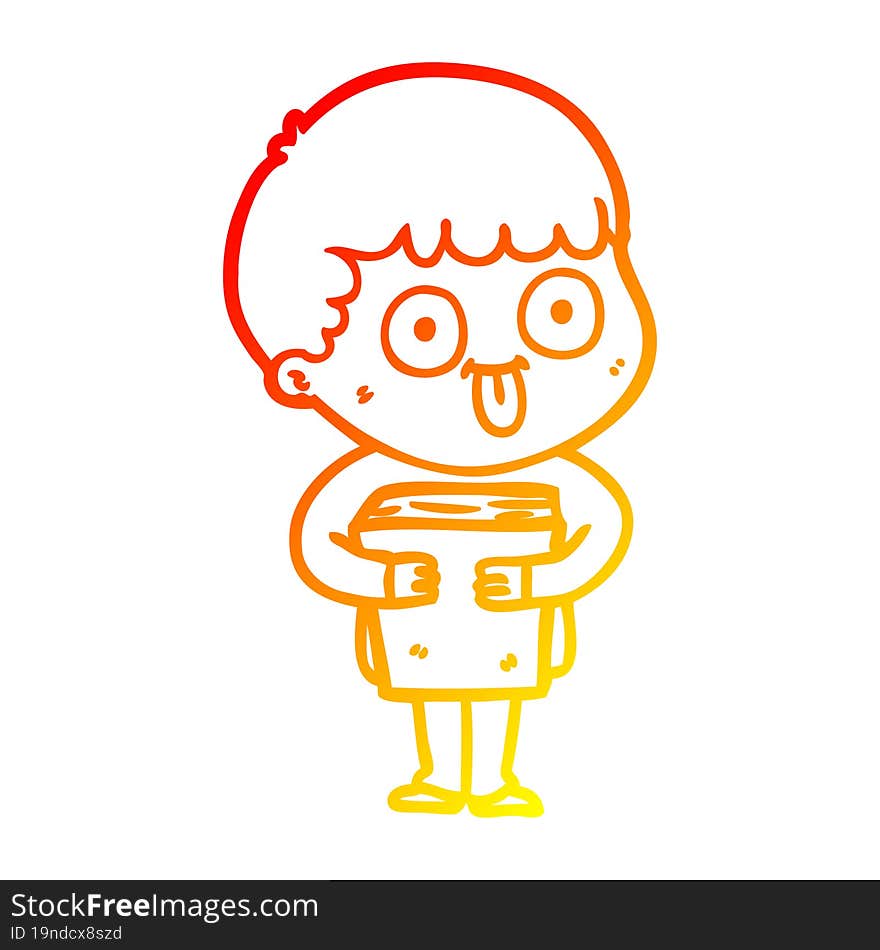 warm gradient line drawing cartoon man staring