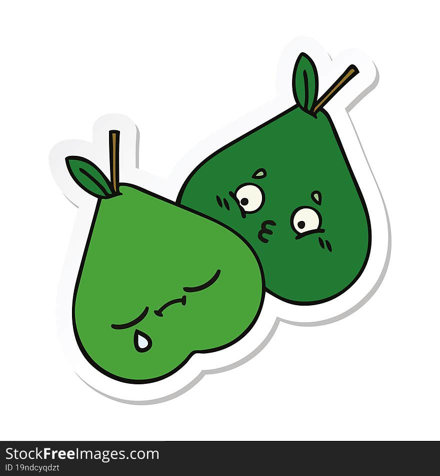 Sticker Of A Cute Cartoon Pears