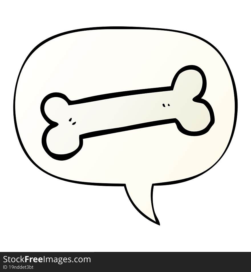 cartoon bone and speech bubble in smooth gradient style