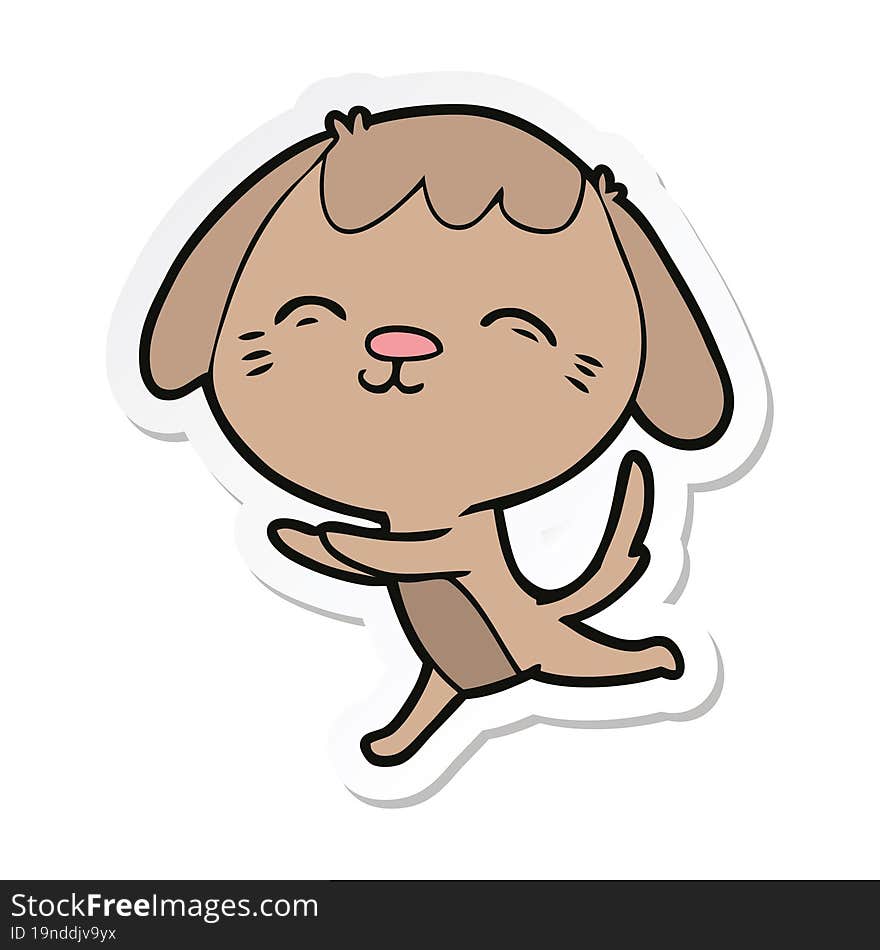 Sticker Of A Happy Cartoon Dog