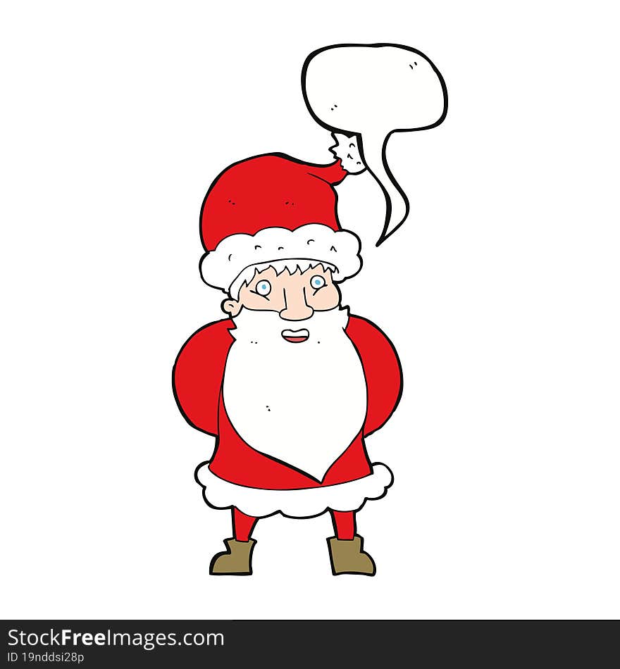 cartoon santa claus with speech bubble