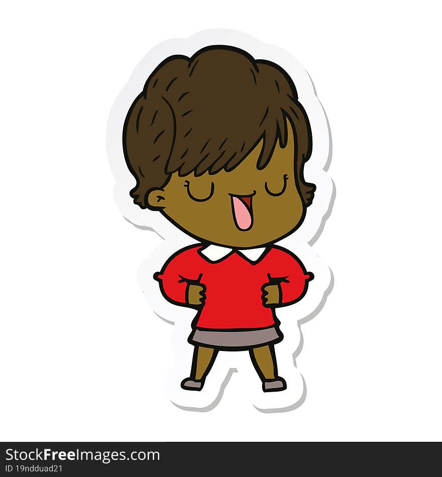 Sticker Of A Cartoon Woman Talking