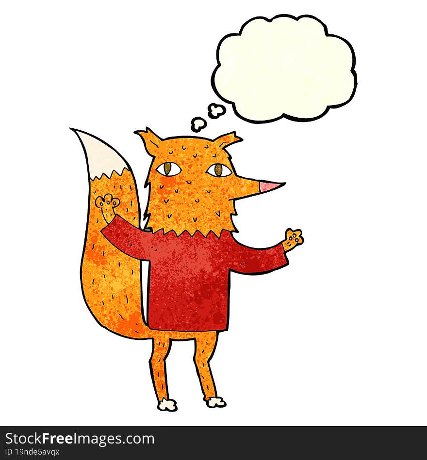 cartoon fox with thought bubble