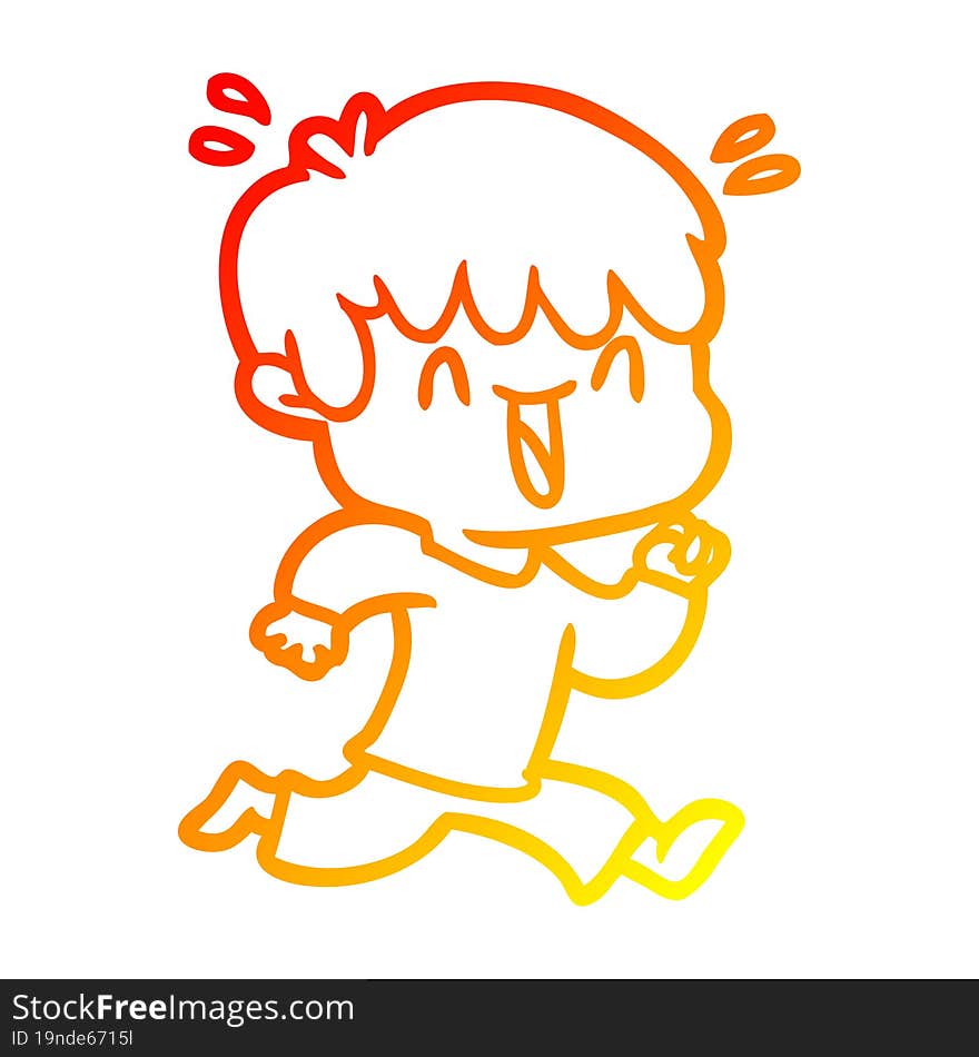 Warm Gradient Line Drawing Cartoon Laughing Boy