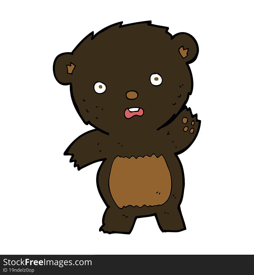 cartooon waving black bear cub