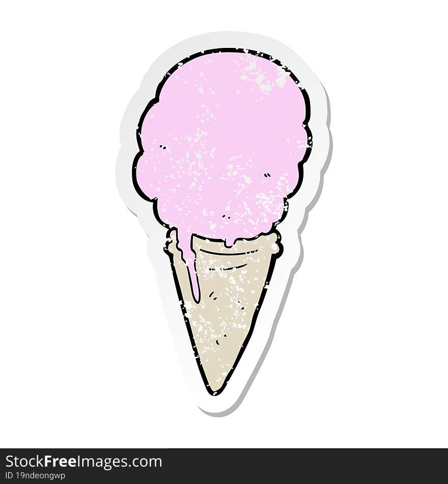 distressed sticker of a cartoon ice cream