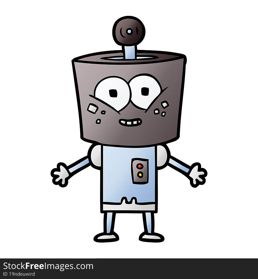 happy cartoon robot. happy cartoon robot