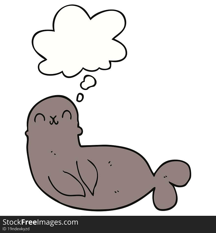 cartoon seal and thought bubble