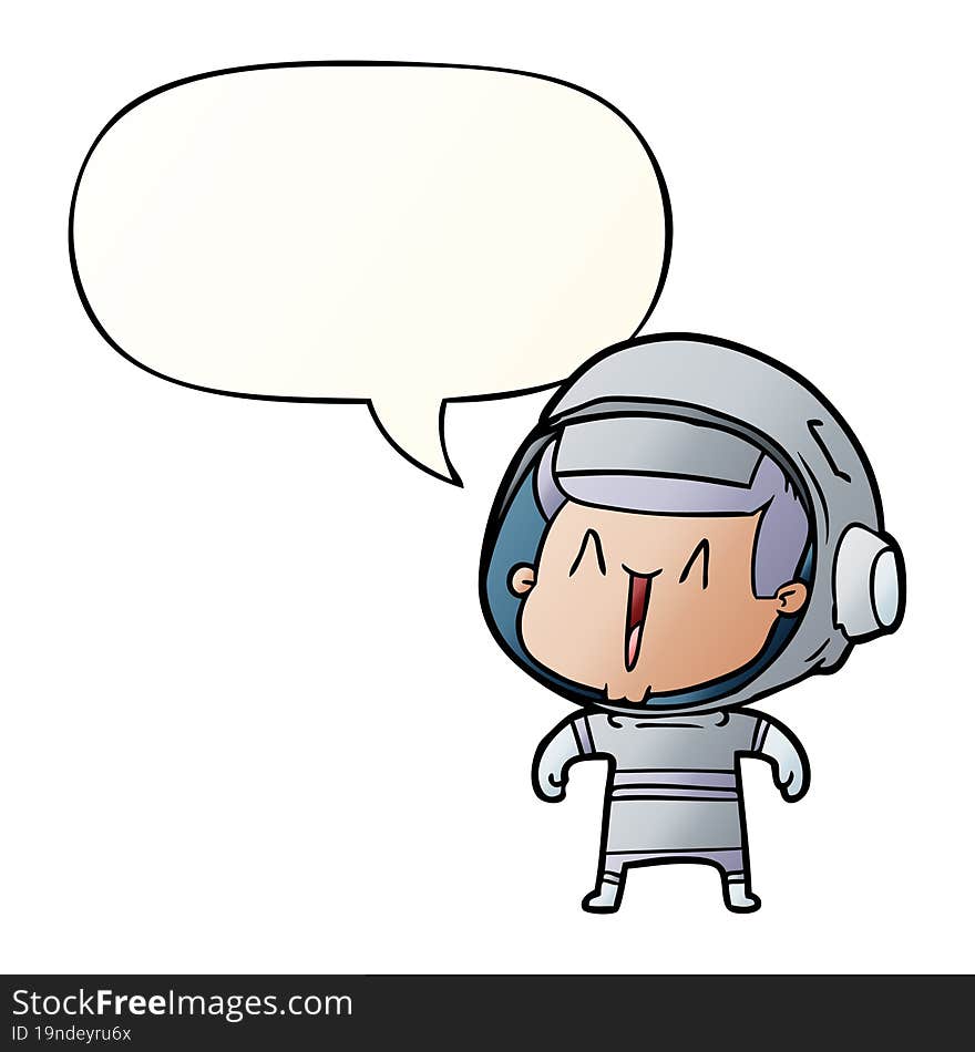 cartoon astronaut man with speech bubble in smooth gradient style