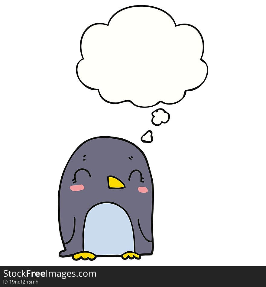 cartoon penguin with thought bubble. cartoon penguin with thought bubble