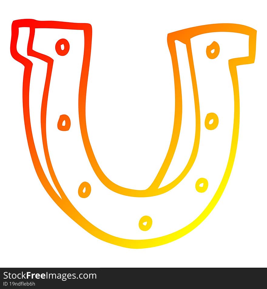 warm gradient line drawing cartoon gold horse shoe