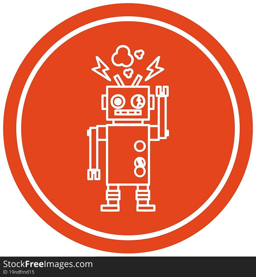 malfunctioning robot circular icon