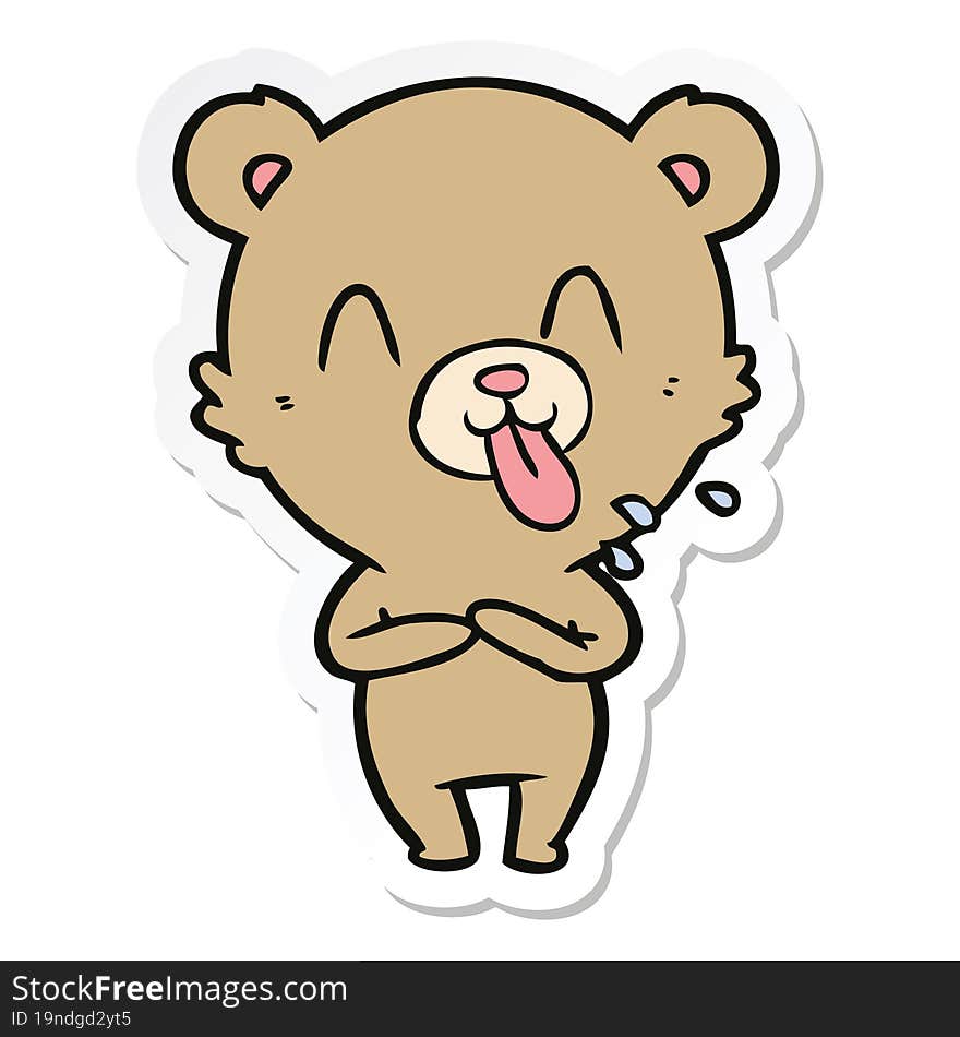 Sticker Of A Rude Cartoon Bear