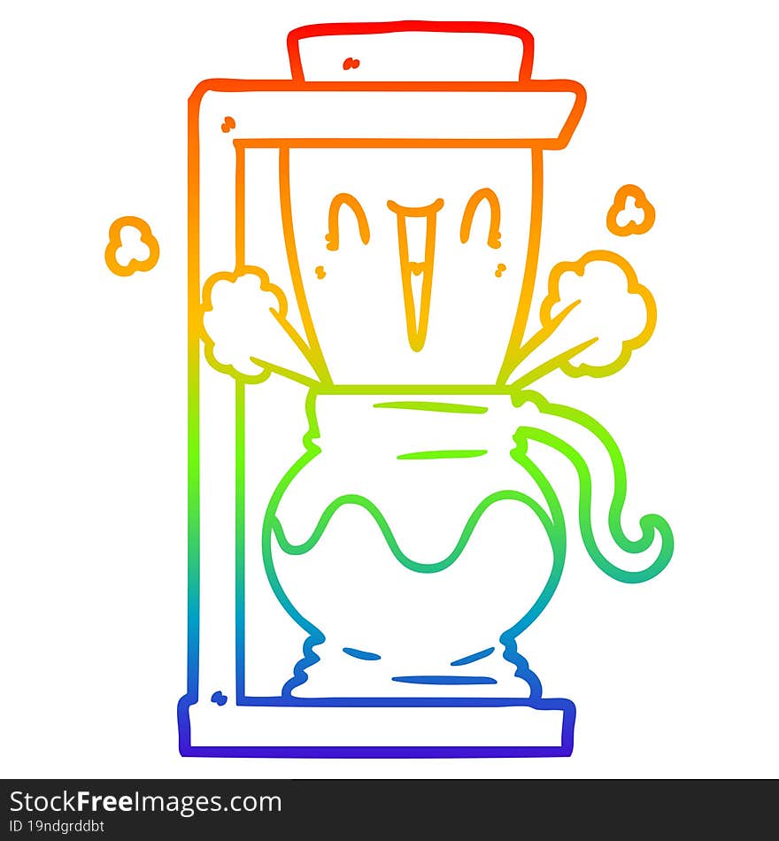 rainbow gradient line drawing of a cartoon filter coffee machine