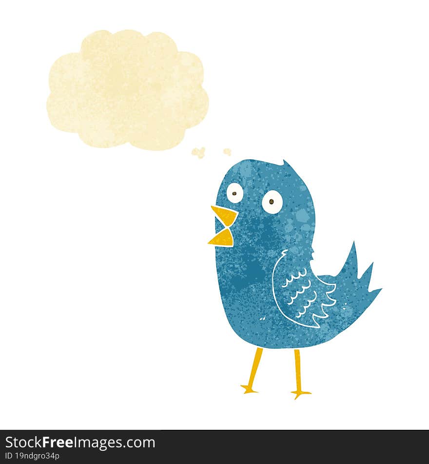 cartoon bluebird with thought bubble