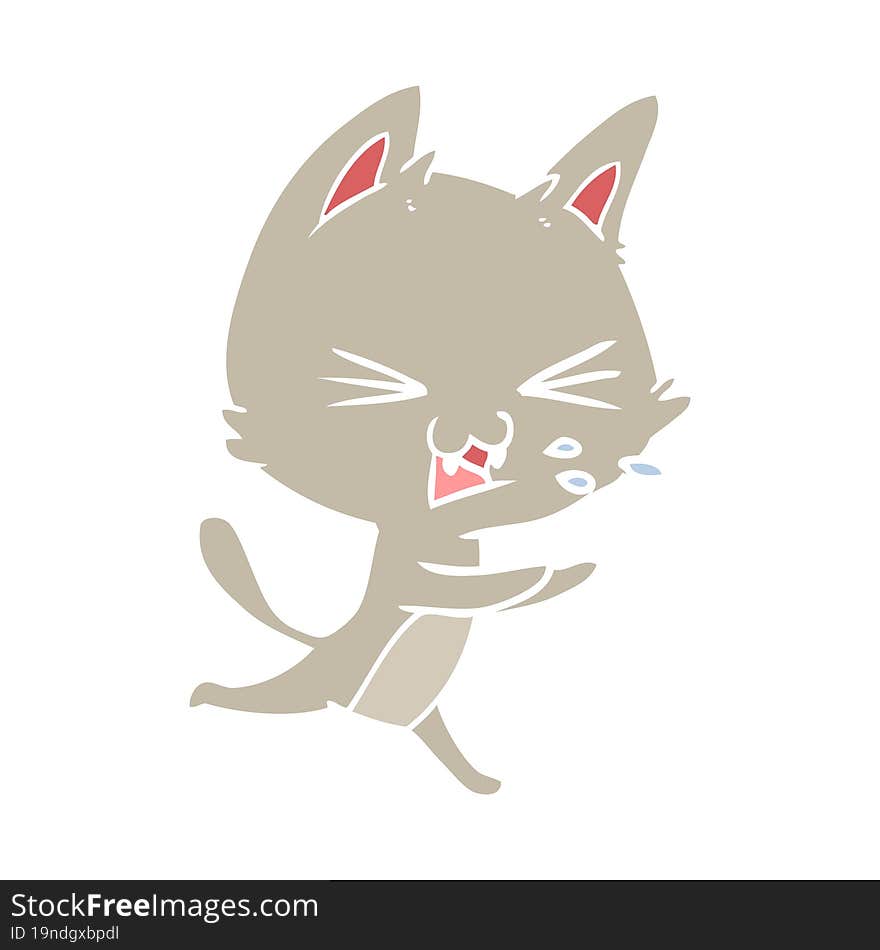 flat color style cartoon cat hissing