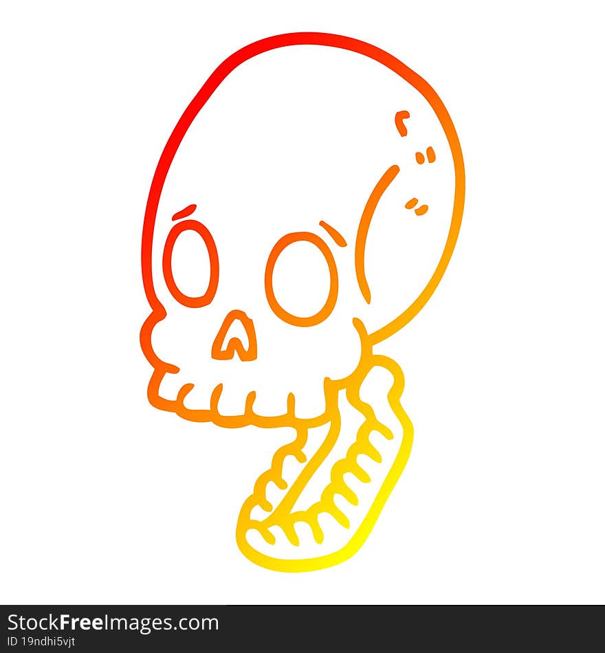 warm gradient line drawing cartoon skull