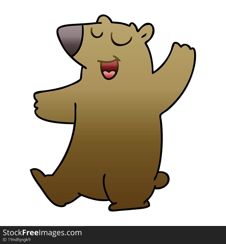 Quirky Gradient Shaded Cartoon Bear