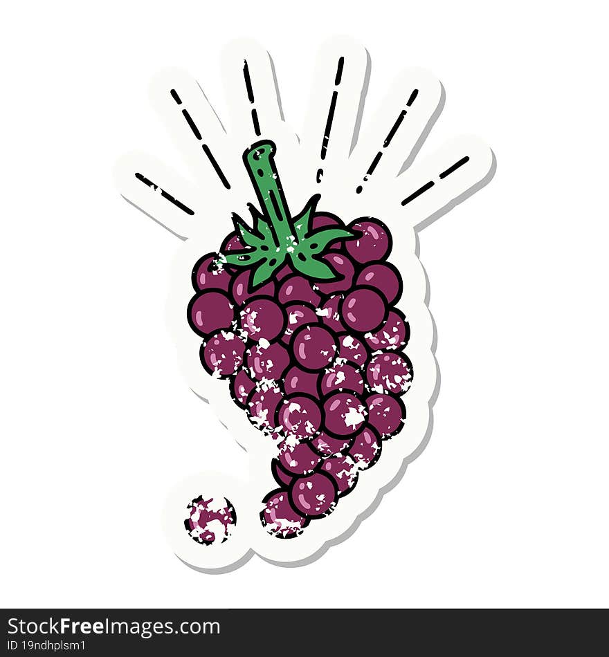 grunge sticker of tattoo style bunch of grapes