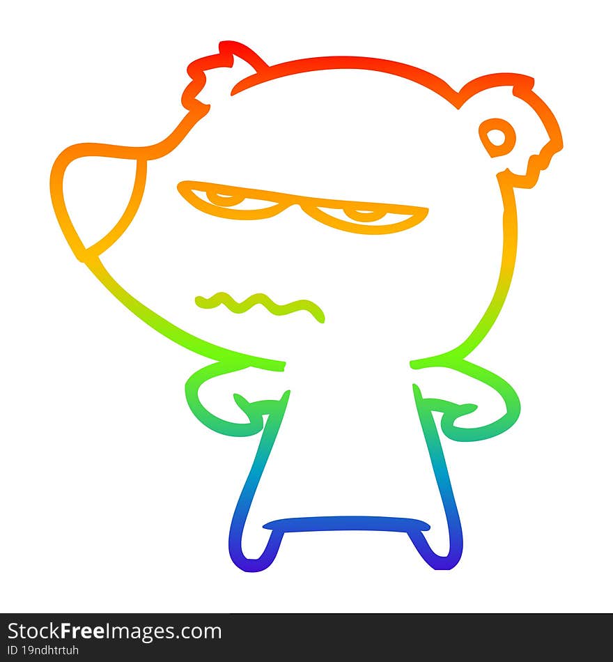 rainbow gradient line drawing angry bear polar cartoon