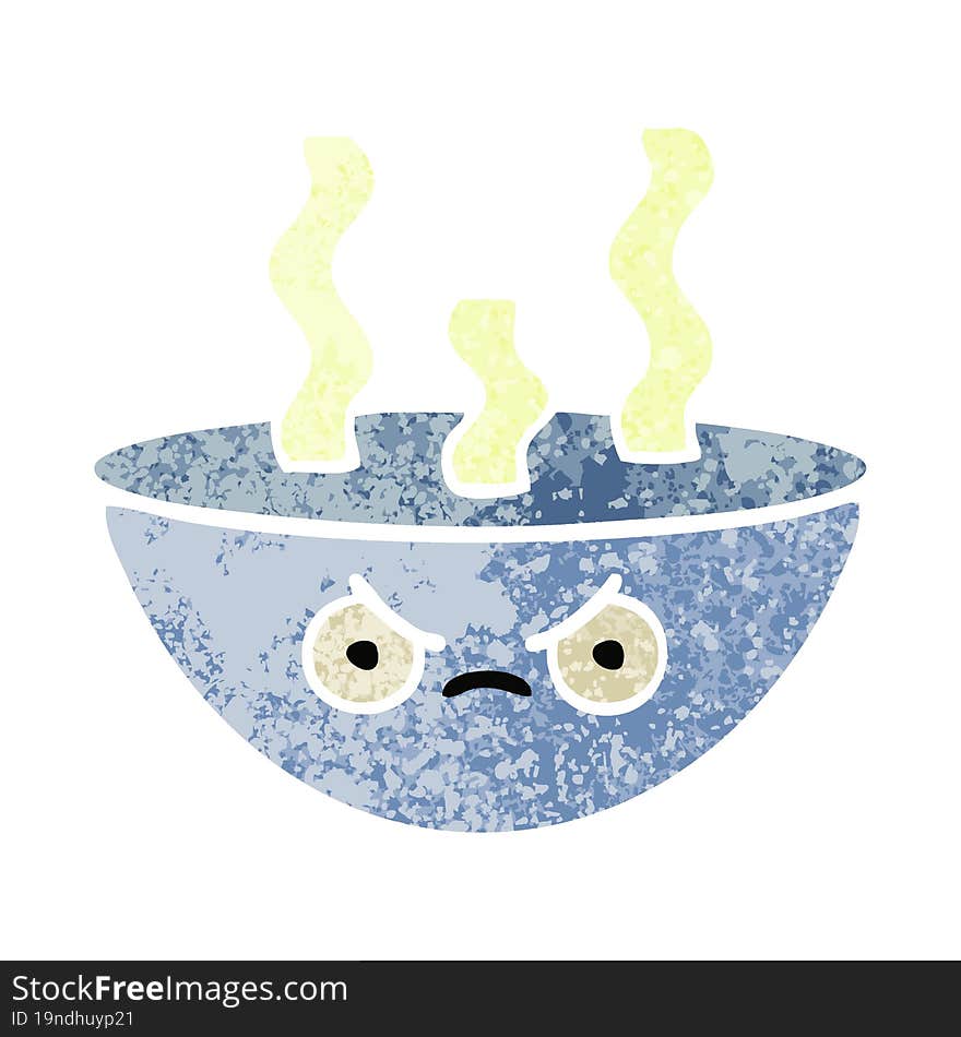 Retro Illustration Style Cartoon Bowl Of Hot Soup