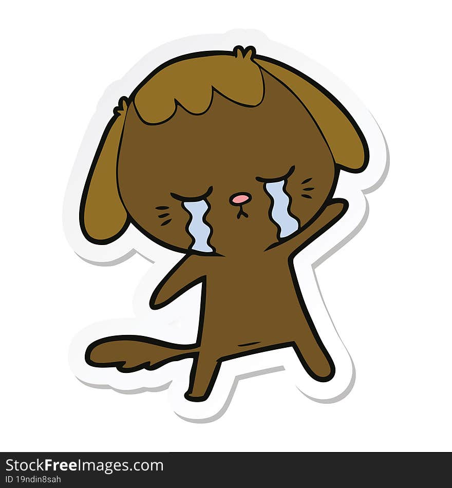 sticker of a cartoon crying dog