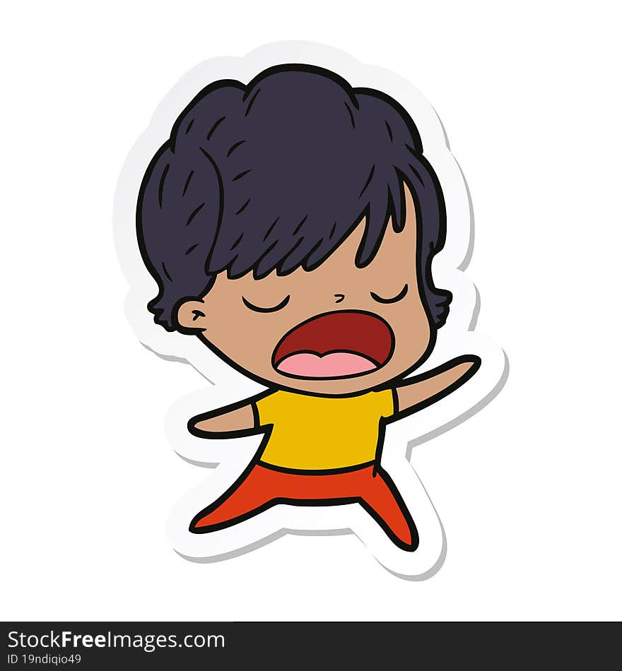 Sticker Of A Cartoon Woman Talking