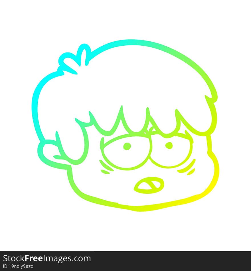 cold gradient line drawing cartoon male face