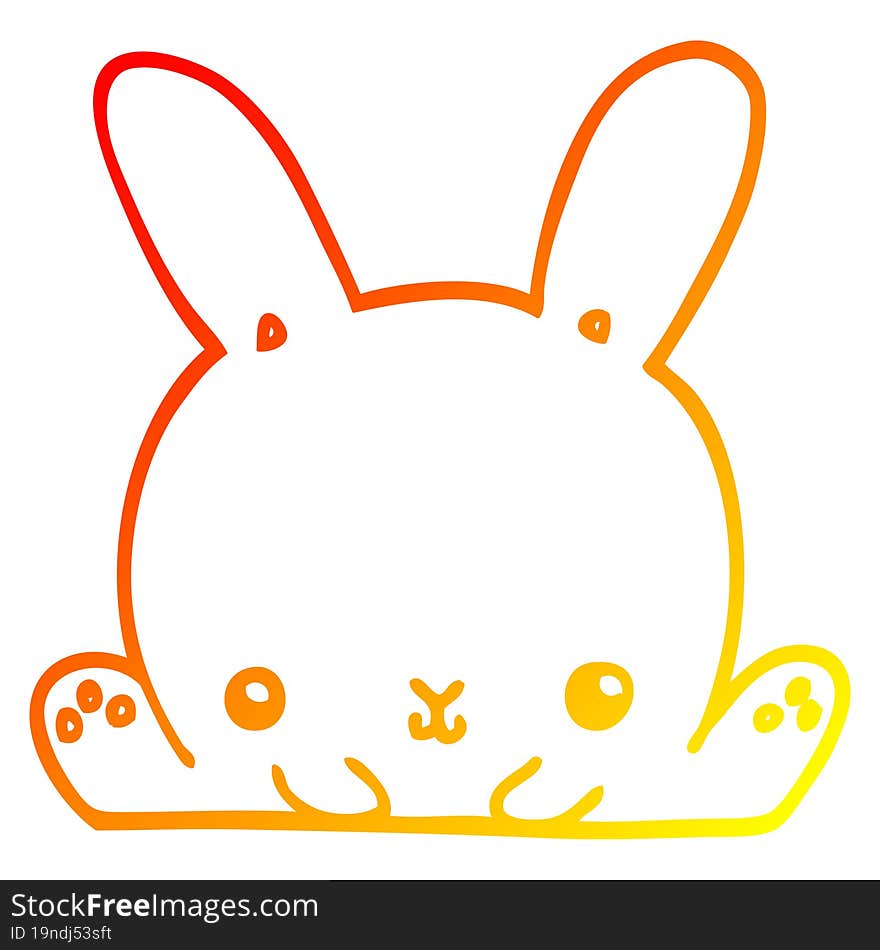 warm gradient line drawing of a cartoon rabbit