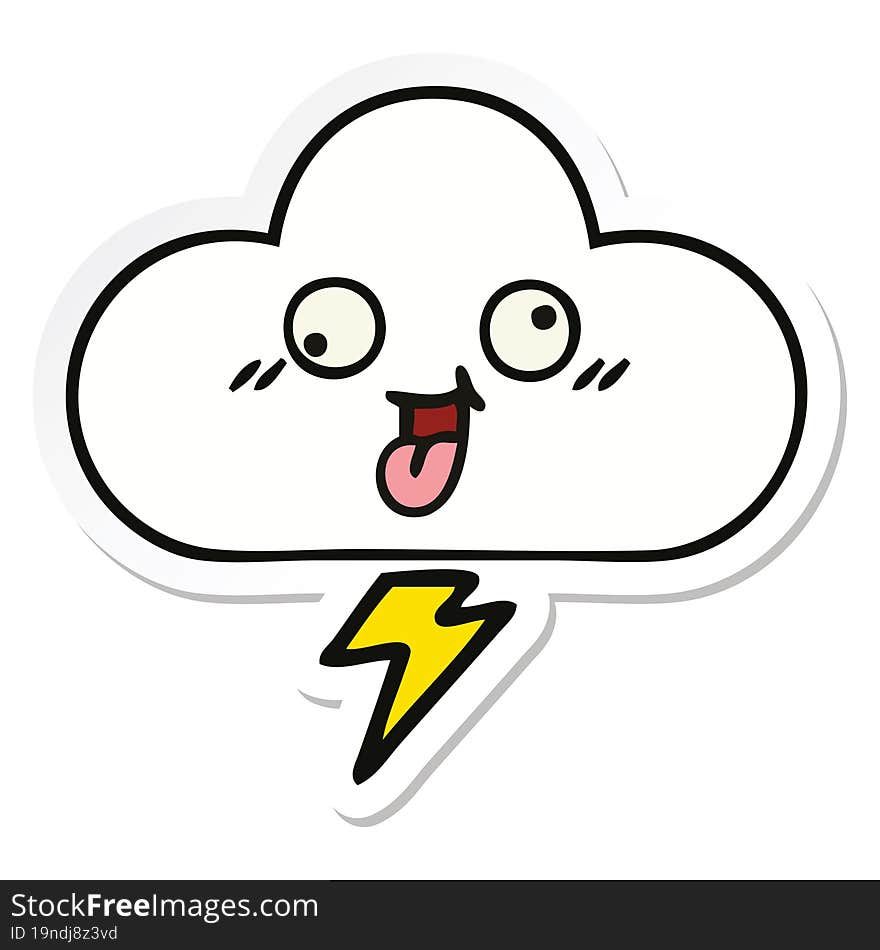 sticker of a cute cartoon storm cloud