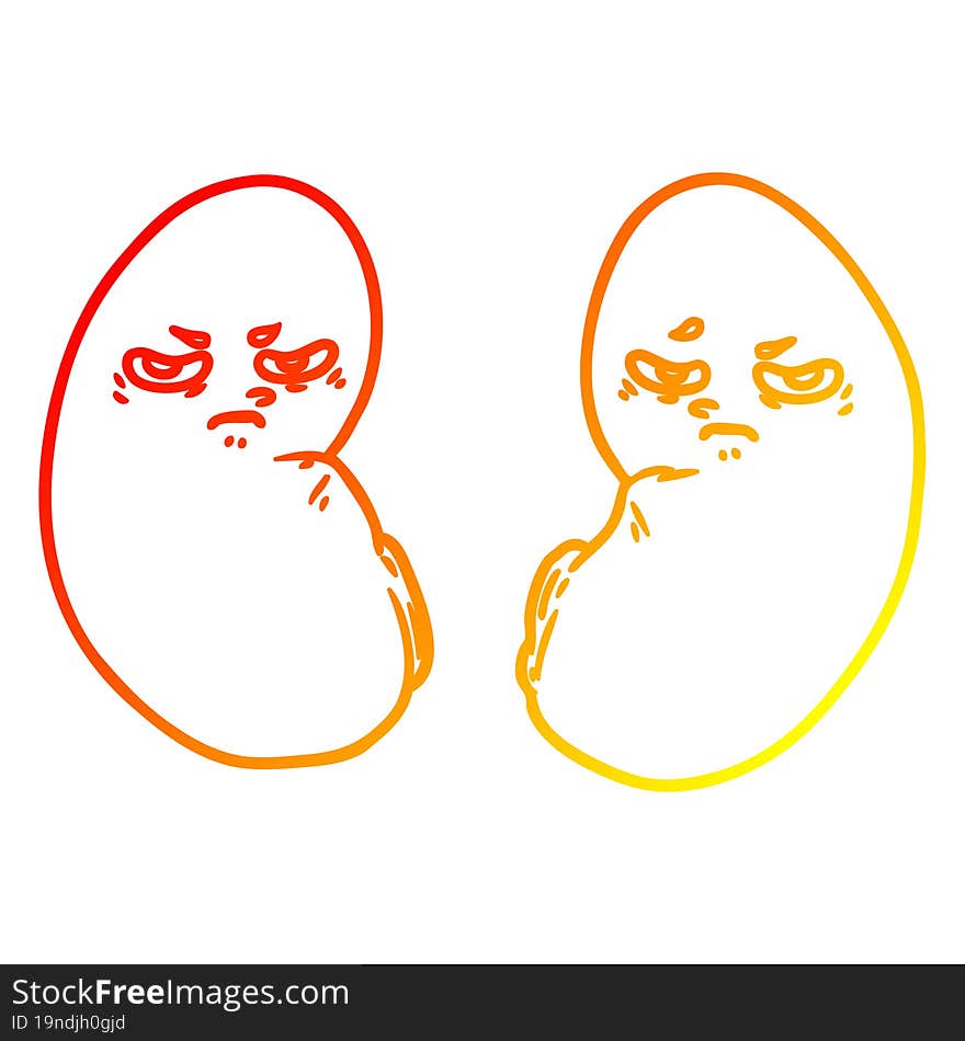 warm gradient line drawing cartoon irritated kidneys