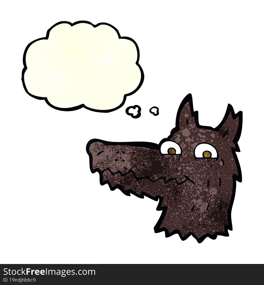 Cartoon Wolf Head With Thought Bubble