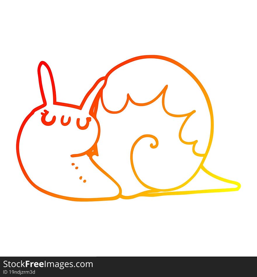 warm gradient line drawing cute cartoon snail