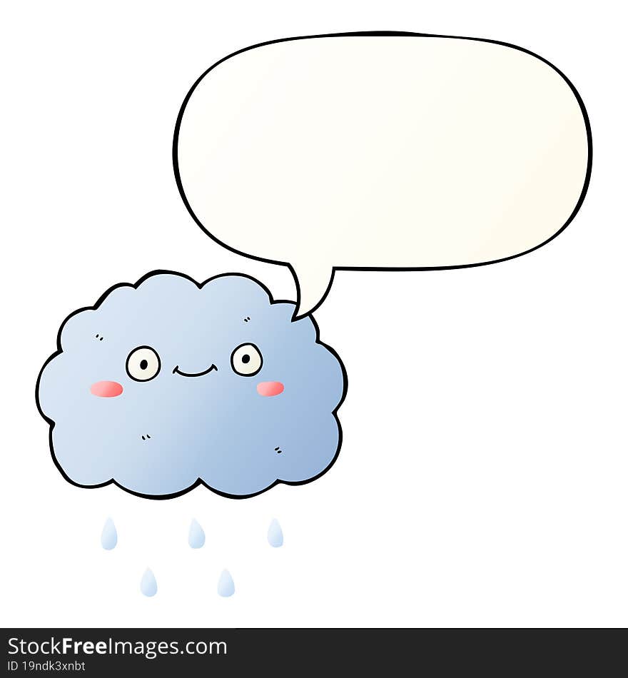 cute cartoon cloud and speech bubble in smooth gradient style