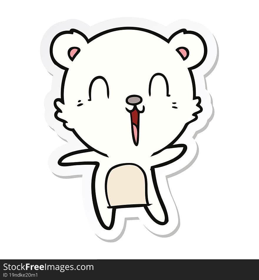 sticker of a happy cartoon polar bear