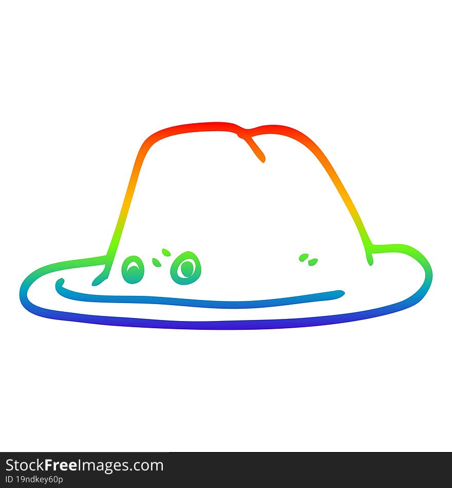 rainbow gradient line drawing cartoon hat