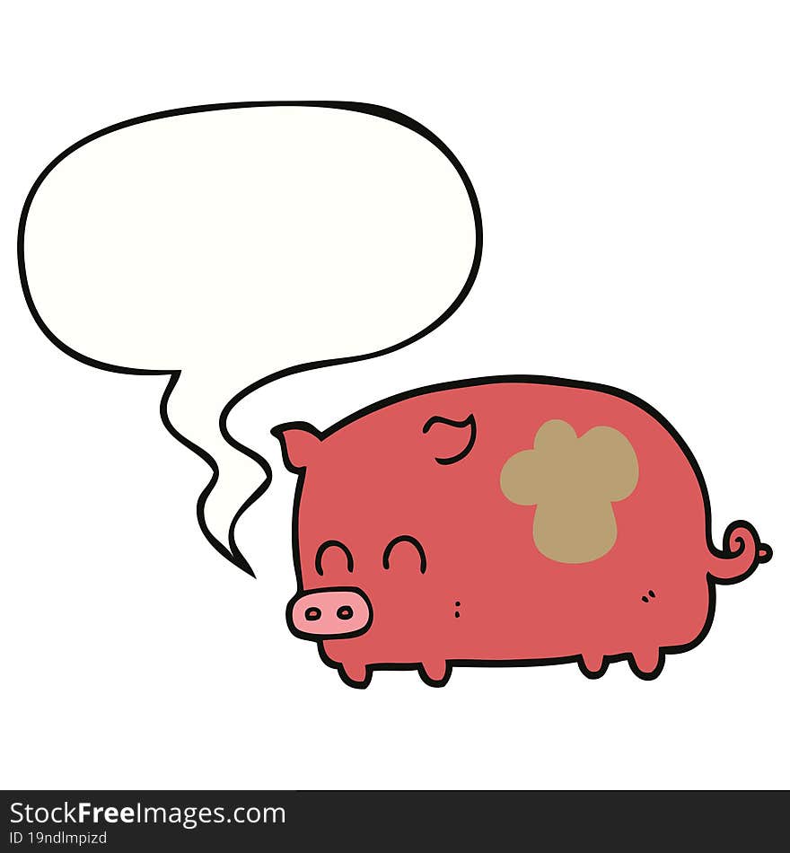 cute cartoon pig and speech bubble