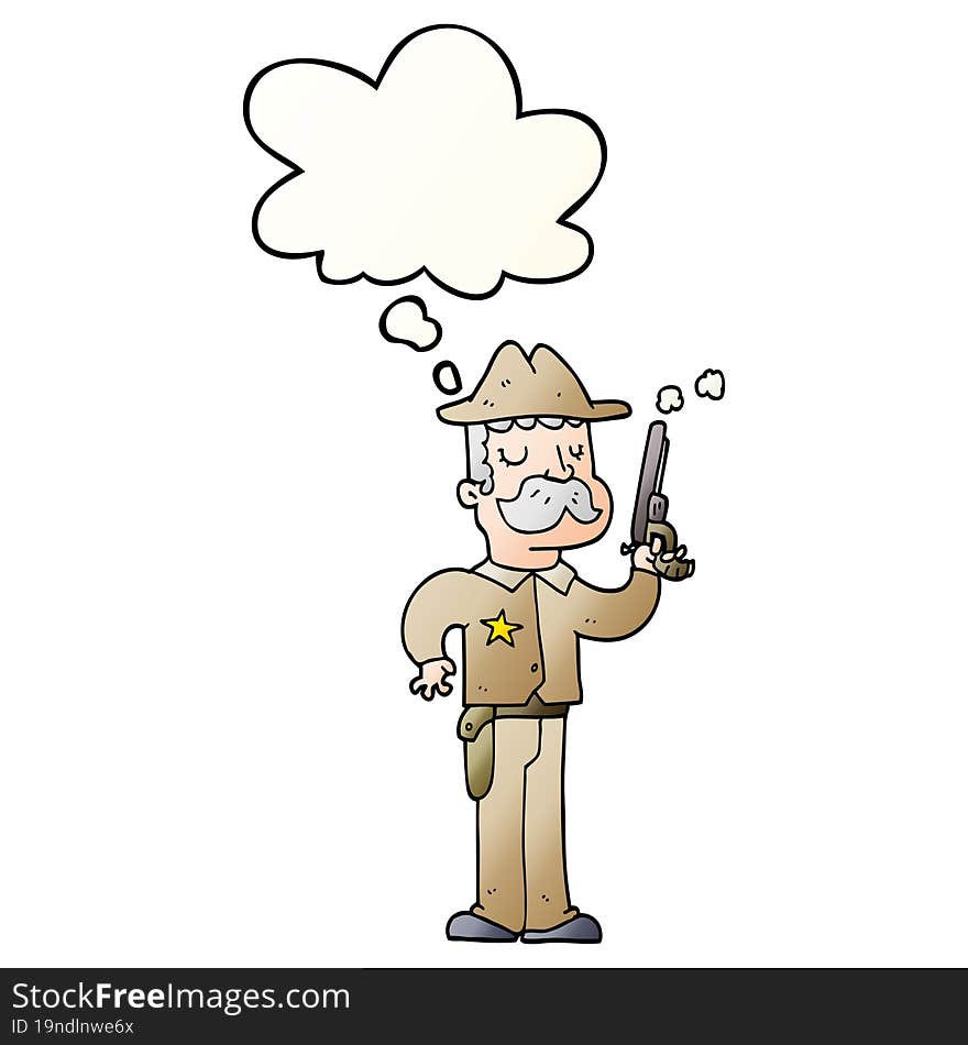 cartoon sheriff with thought bubble in smooth gradient style