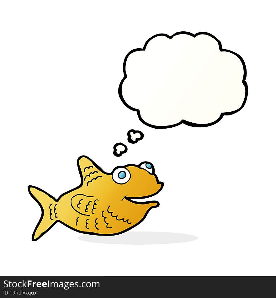 cartoon happy fish with thought bubble