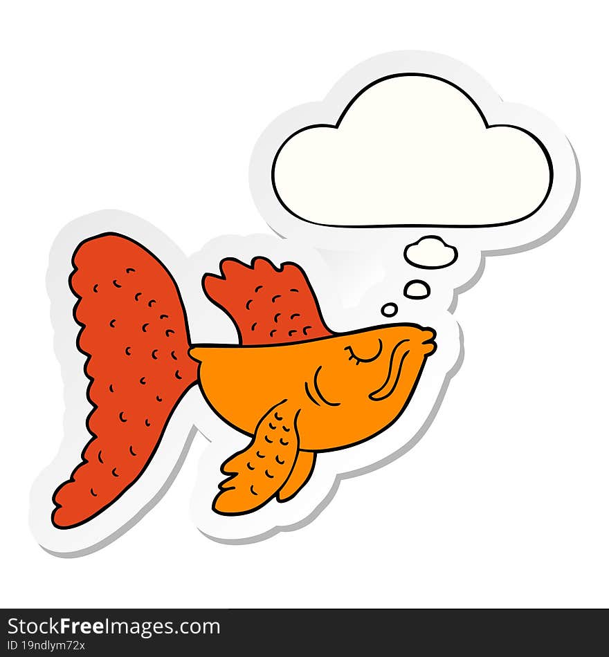 cartoon chinese fighting fish and thought bubble as a printed sticker