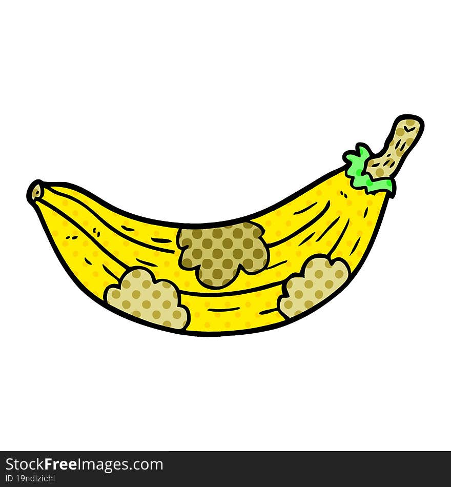 cartoon old banana going brown. cartoon old banana going brown