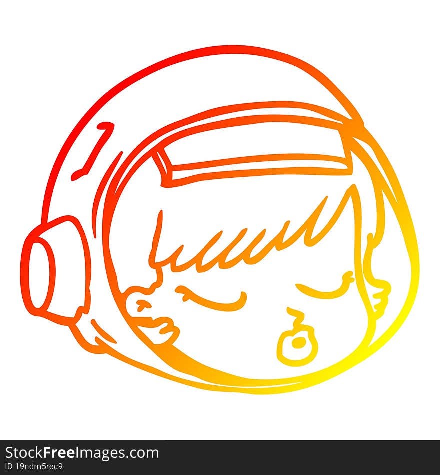 warm gradient line drawing cartoon astronaut face